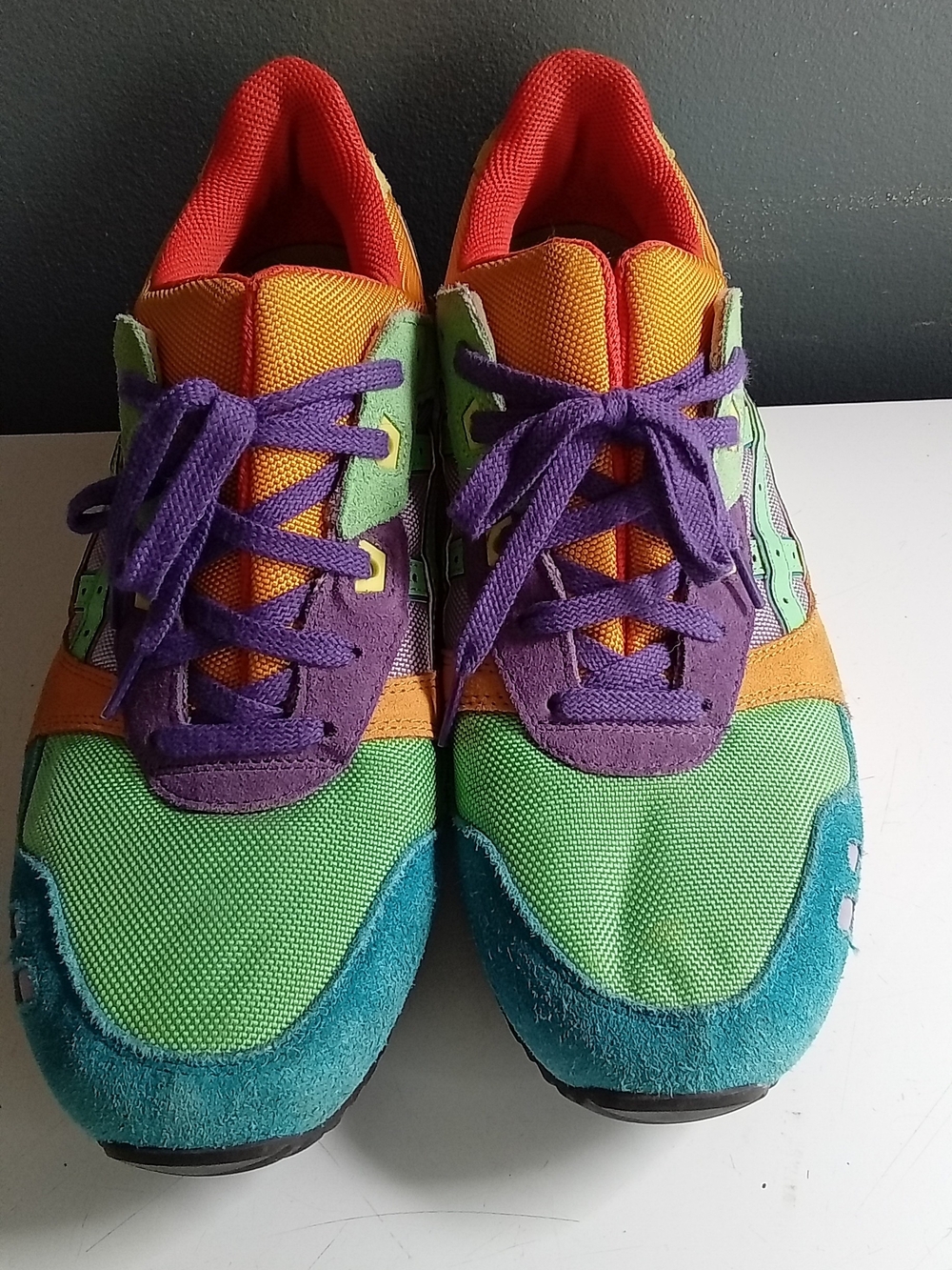 Asics Gel Lyte III Rainbow Multi-Color Suede Mesh Sneakers‎ Split Tongue